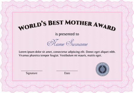 World's Best Mom Award. Customizable, Easy to edit and change colors.Printer friendly. Cordial design. 