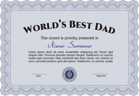 World's Best Dad Award Template. Customizable, Easy to edit and change colors.Complex background. Nice design. 