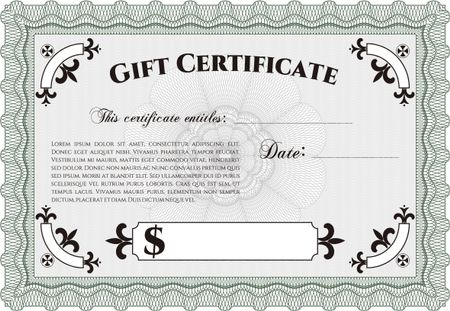 Vector Gift Certificate template. Detailed.With complex background. Nice design. 