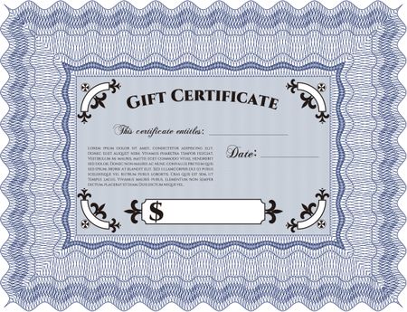 Retro Gift Certificate template. Detailed.Cordial design. With guilloche pattern. 