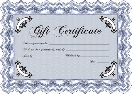 Gift certificate template. Printer friendly. Vector illustration.Lovely design. 