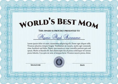 World's Best Mother Award. Good design. With quality background. Vector illustration.