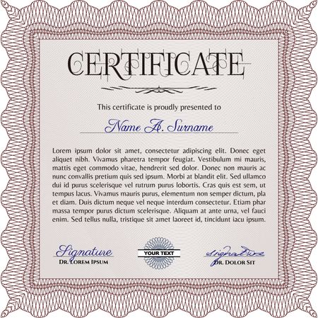 Certificate of achievement. With linear background. Diploma of completion.Elegant design. 