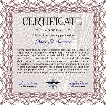 Certificate of achievement. With linear background. Diploma of completion.Elegant design.