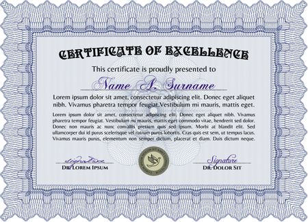 Diploma template or certificate template. Money style.Elegant design. With complex linear background. 