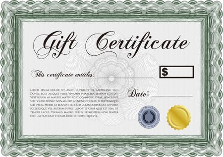 Gift certificate template. With complex background. Detailed.Nice design. 