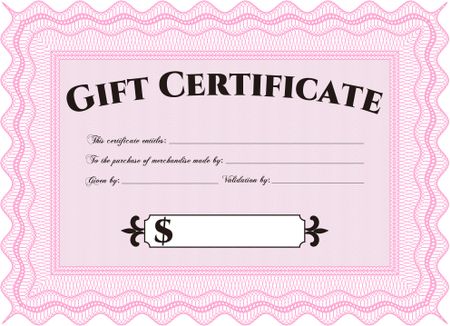 Retro Gift Certificate template. Elegant design. Customizable, Easy to edit and change colors.With complex background.