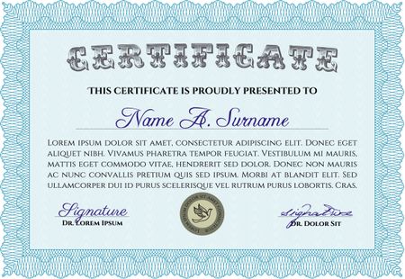 Diploma template or certificate template. Vector pattern that is used in currency and diplomas.With linear background. Cordial design. 