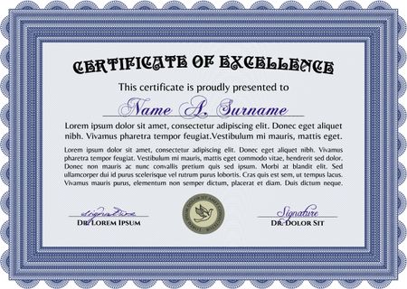 Certificate of achievement template. Vector pattern that is used in money and certificate.With complex background. Good design. 