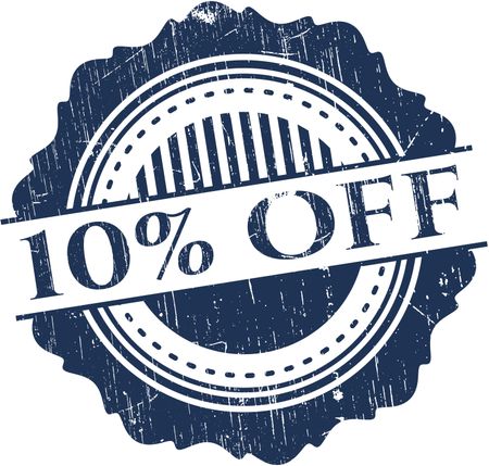 10% Off rubber grunge stamp