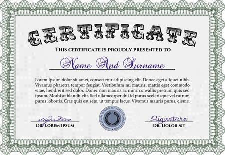 Diploma. Frame certificate template Vector.Cordial design. Printer friendly. 