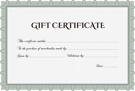 Modern gift certificate. Excellent complex design. Detailed.With background. 