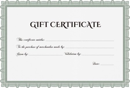 Modern gift certificate. Excellent complex design. Detailed.With background.