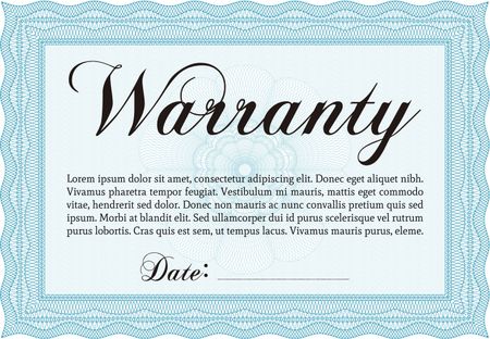 Sample Warranty. With background. Very Detailed. Complex design.