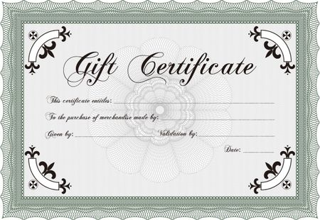 Retro Gift Certificate template. Artistry design. Customizable, Easy to edit and change colors.With great quality guilloche pattern. 