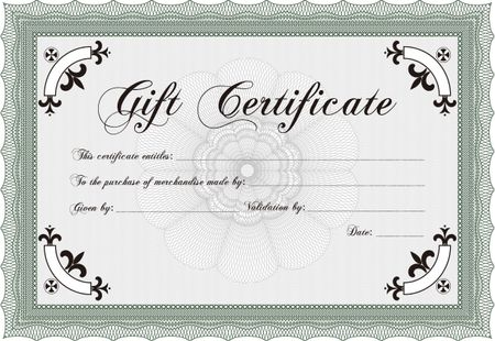 Retro Gift Certificate template. Artistry design. Customizable, Easy to edit and change colors.With great quality guilloche pattern.