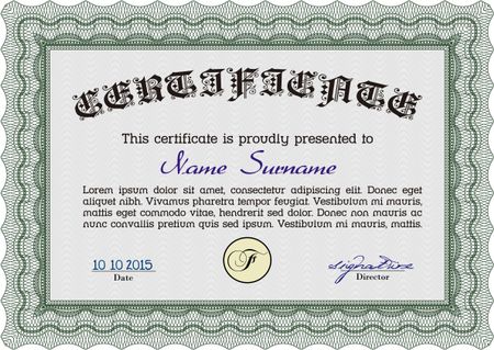 Certificate of achievement template. Vector pattern that is used in money and certificate.With complex background. Good design. 