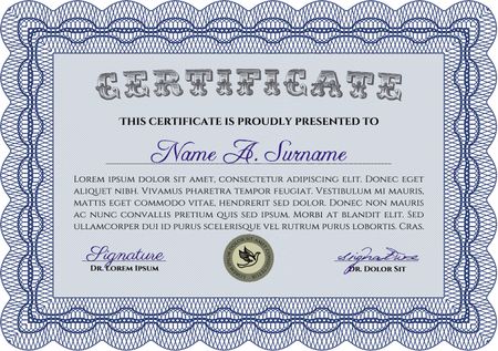 Certificate or diploma template. Sophisticated design. With complex background. Detailed.