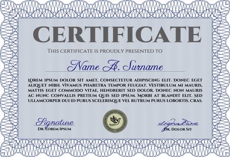 Diploma template or certificate template. Excellent design. With guilloche pattern. Border, frame.