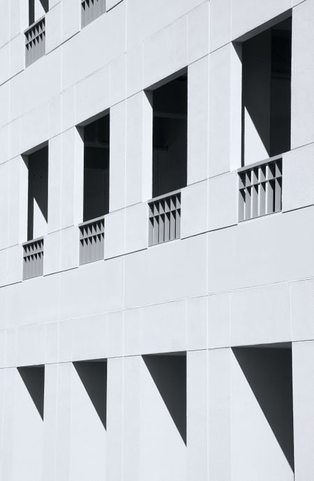 Geometric face of university building, partial view