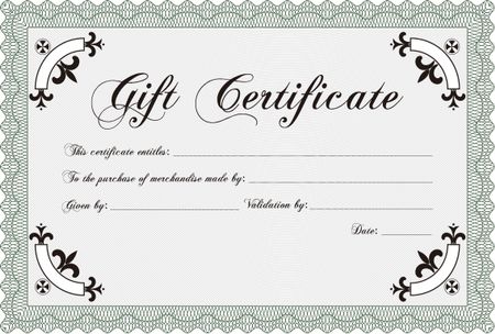 Vector Gift Certificate. Border, frame.Beauty design. Complex background. 