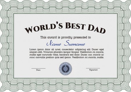 Best Father Award Template. Artistry design. Border, frame.With quality background. 