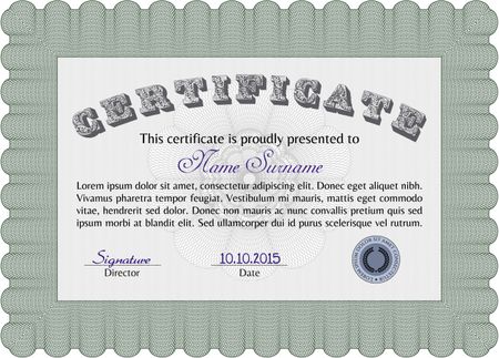 Certificate of achievement. Frame certificate template Vector.Modern design. With guilloche pattern. 