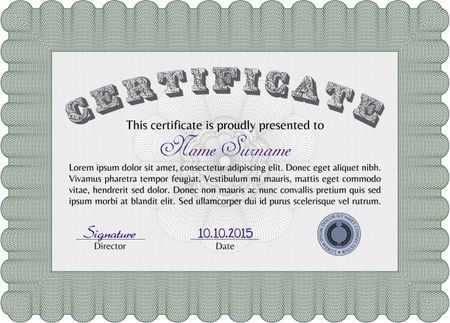 Certificate of achievement. Frame certificate template Vector.Modern design. With guilloche pattern.