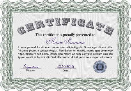 Sample Certificate. Customizable, Easy to edit and change colors.With background. Cordial design. 