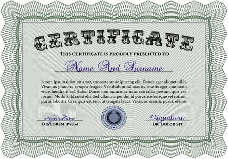 Certificate template or diploma template. Diploma of completion.Elegant design. With background. 