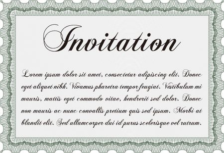 Invitation. Detailed. With great quality guilloche pattern. Sophisticated design. 