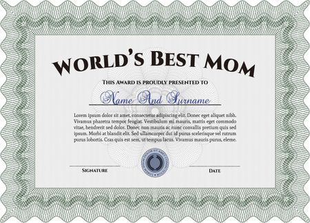 World's Best Mom Award. Easy to print. Detailed. Superior design. 