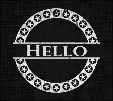 Hello chalkboard emblem written on a blackboard