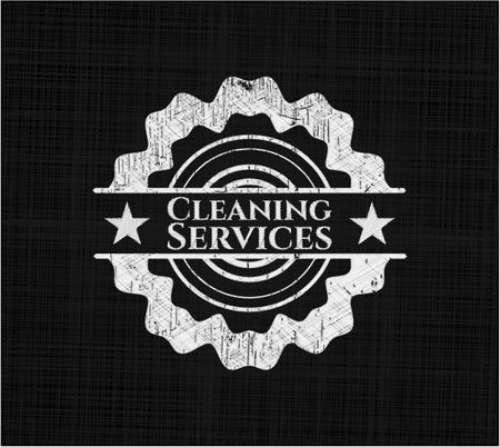 Cleaning Services chalk emblem written on a blackboard
