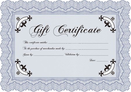 Gift certificate. Excellent complex design. Border, frame. Printer friendly. 
