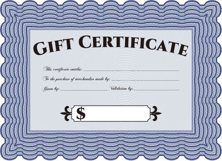 Gift certificate template. Vector illustration. Excellent complex design. With quality background. 
