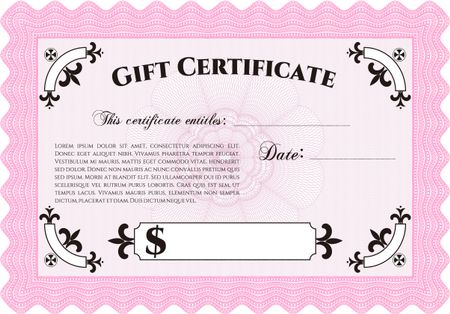 Formal Gift Certificate template. Vector background illustration.