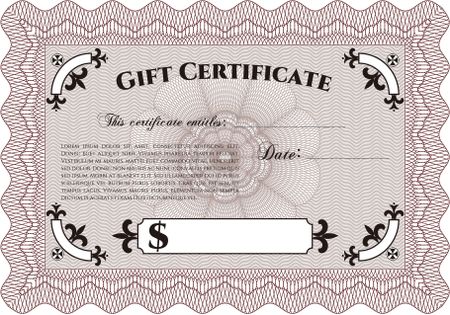 Formal Gift Certificate. Superior design with complex background. Customizable. Easy to edit and change colors.