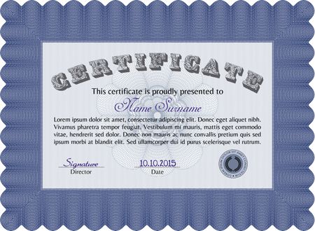 Sample Diploma. Vector pattern that is used in money and certificate. Complex background. Cordial design. 