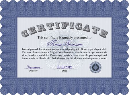 Sample Diploma. Vector pattern that is used in money and certificate. Complex background. Cordial design.