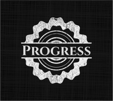 Progress chalkboard emblem written on a blackboard