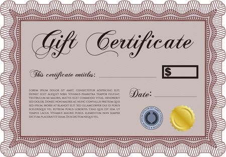 Vector Gift Certificate template. Easy to print. Vector illustration.Retro design. 