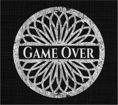 Game Over chalkboard emblem on black board