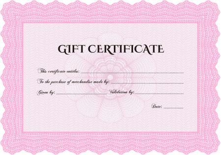 Gift certificate template. Excellent design. With background. Detailed.