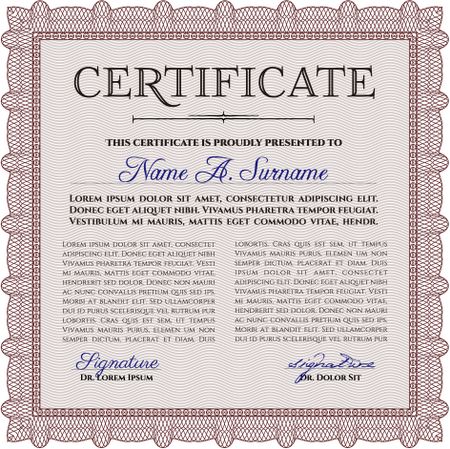 Certificate template or diploma template. Printer friendly. Border, frame. Excellent design. 