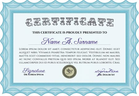 Certificate template. With background. Retro design. Vector pattern that is used in money and certificate.
