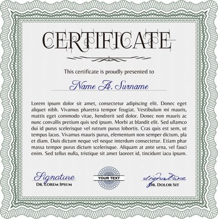 Certificate of achievement template. Complex background. Vector pattern that is used in currency and diplomas.Elegant design. 