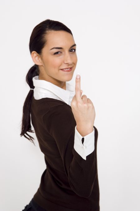 businesswoman-giving-finger-3117916 Businesswoman giving the finger.