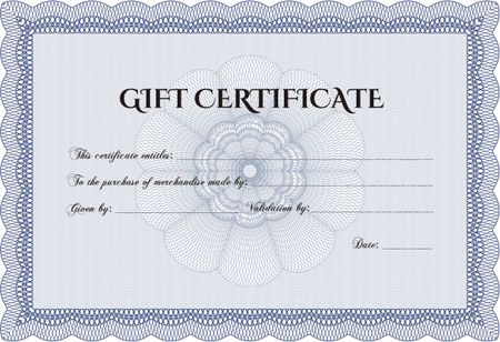 Retro Gift Certificate template. Complex background. Lovely design. Detailed.