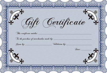 Gift certificate template. Customizable, Easy to edit and change colors.With guilloche pattern and background. Nice design.